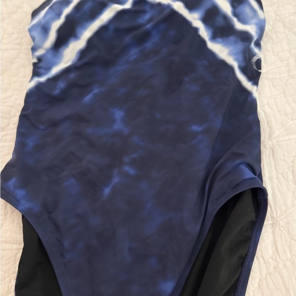 Lauren Ralph Lauren Halter One-Piece Swimsuit - Blue Shoreline Tie Dye Size 10 - Picture 4 of 14